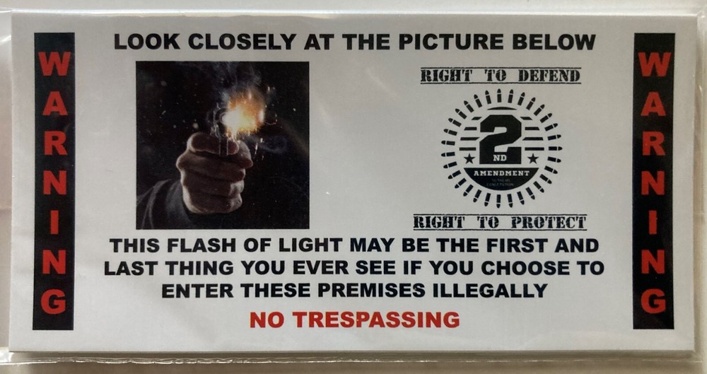 Gun Flash Warning 2nd Amendment Security Warning Stickers / 6 Pack + FREE Ship