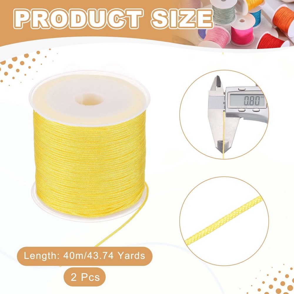 2 pcs 0.8mm String for Bracelets, 44 Yards Beading Thread(Lemon Yellow)