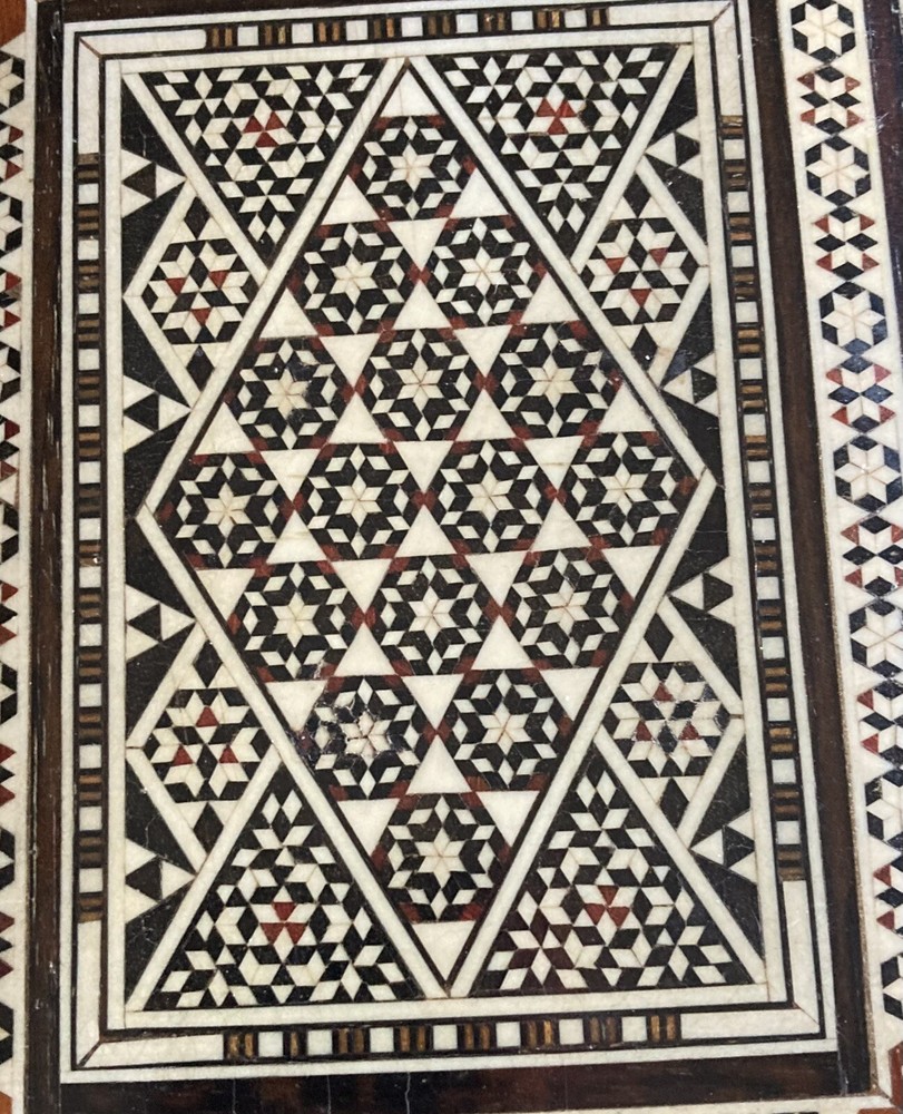 Middle Eastern mosaic box with inlay