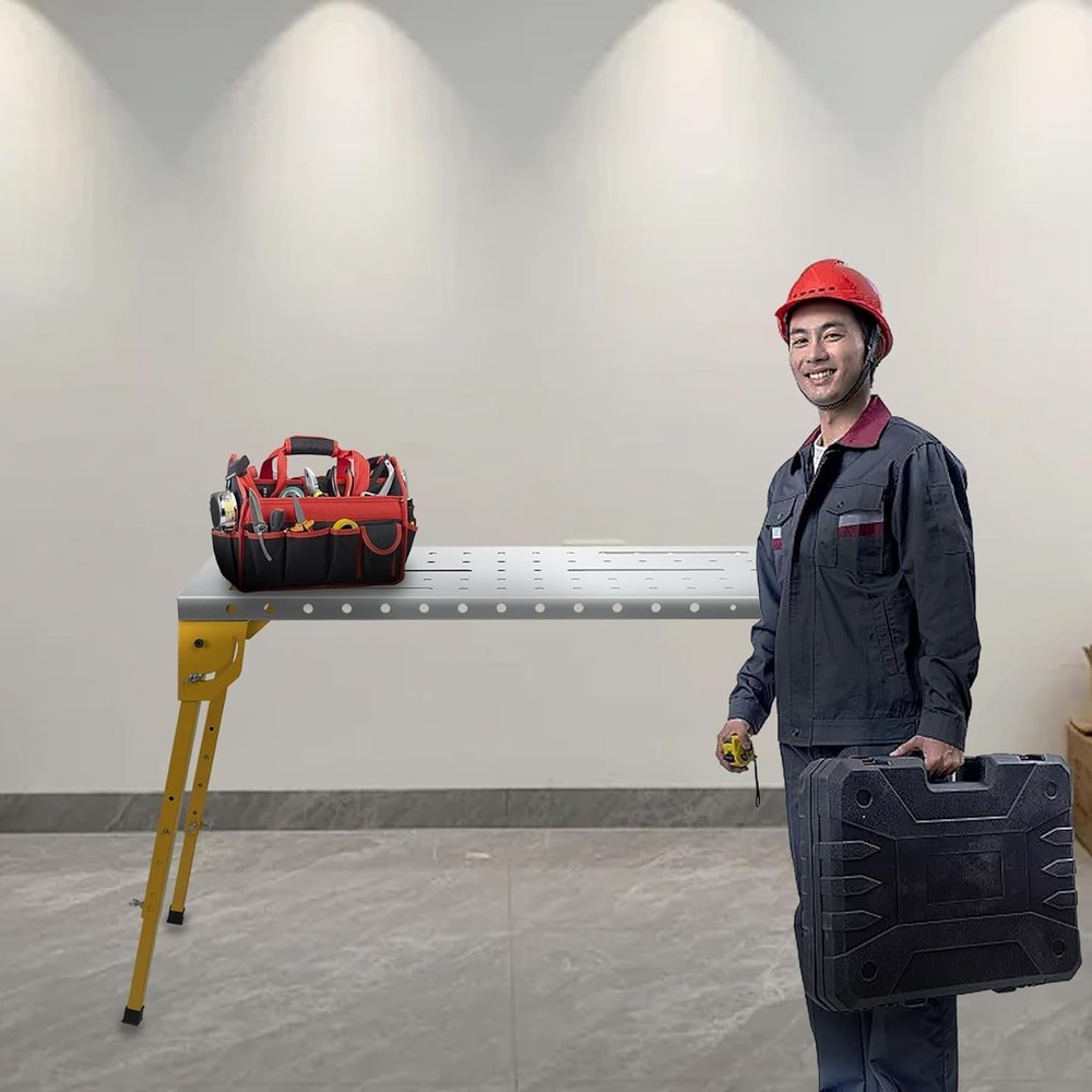 46"x18" Foldable Welding Table, 1000LB Capacity Carbon Steel Workbench