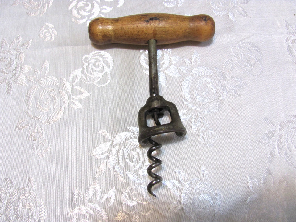 Antique Wood Handled Corkscrew Nice!!!!