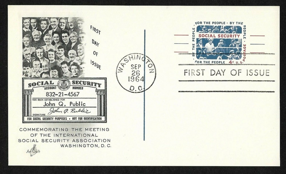 #UX51 4c Social Security - Postal Card - ArtCraft FDC