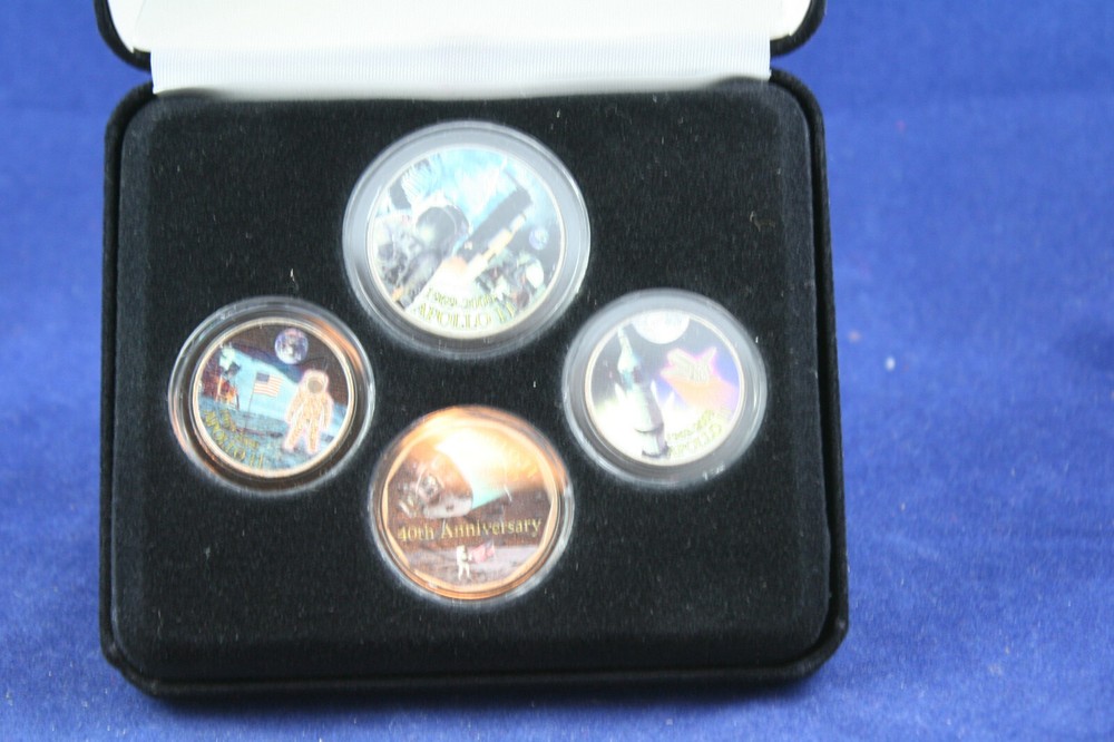 Apollo Missions 4 Coin Colorized Set.