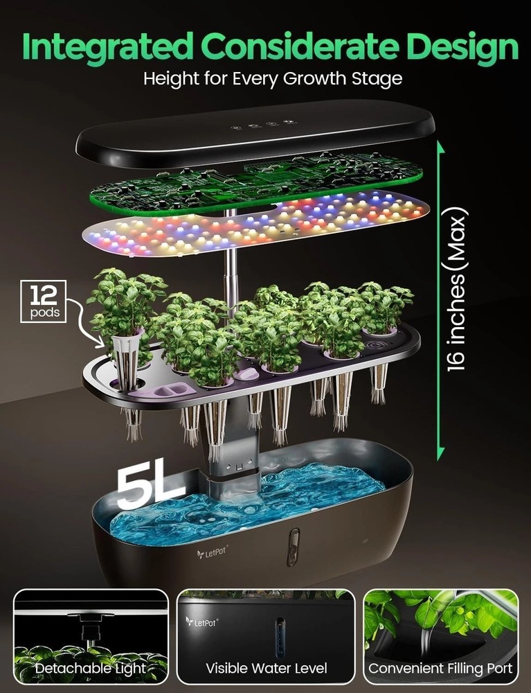 Modern Indoor Growing System with Full-Spectrum Light - Perfect for Kitchen