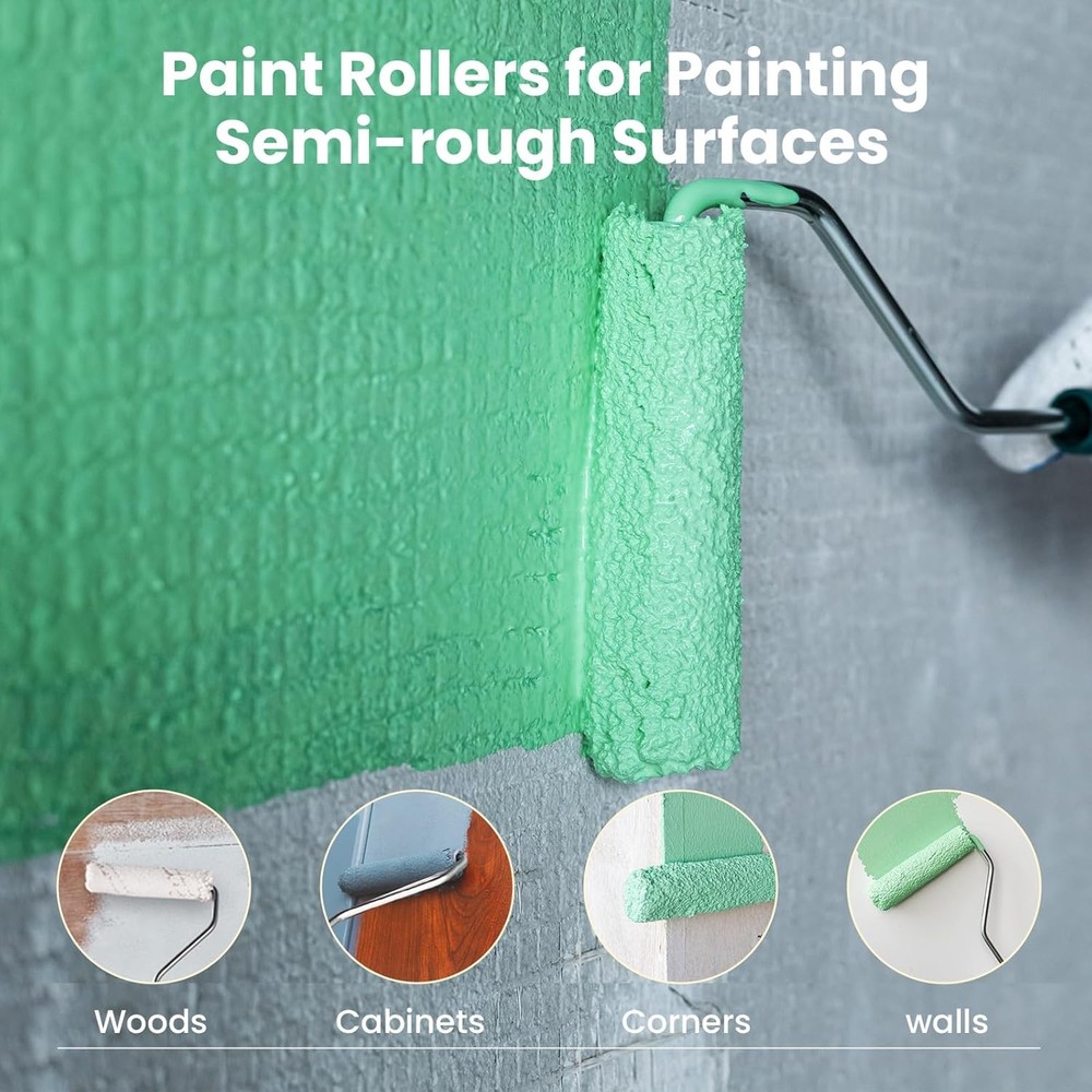 Mister Rui Microfiber Paint Roller 4 Inch, 10 Pack Small Paint Roller Covers, 10