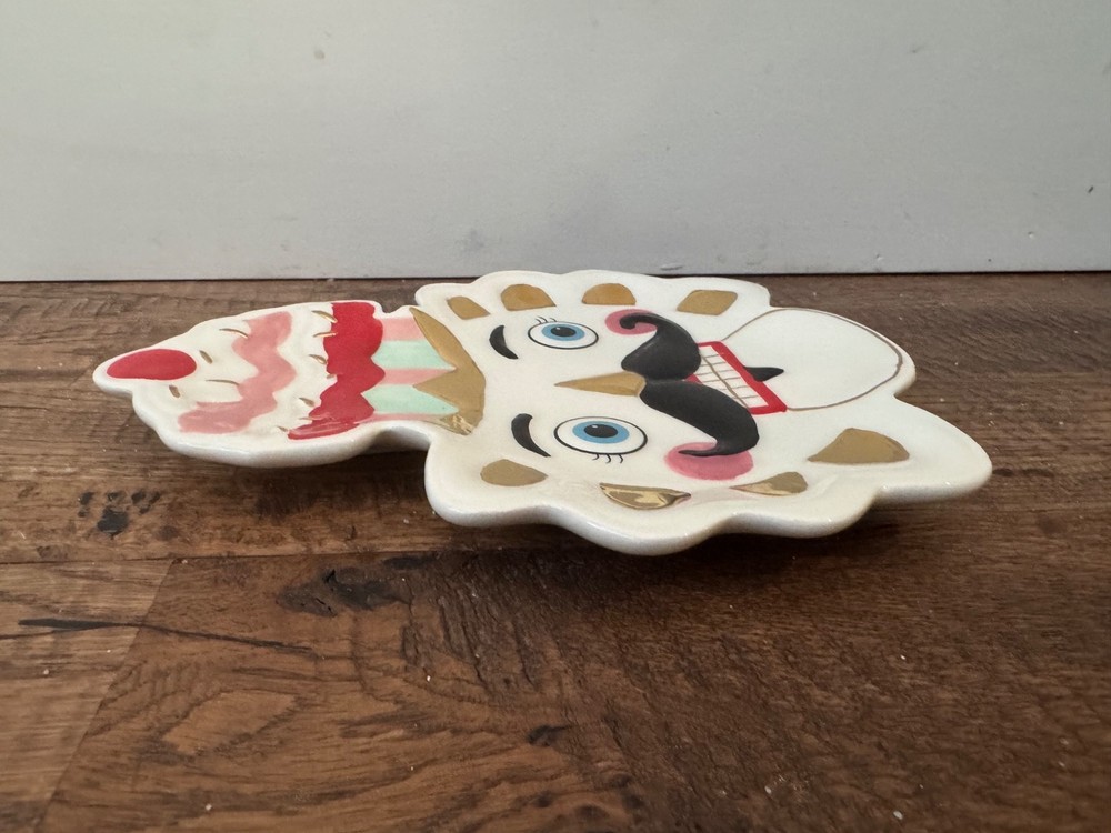 New Glitterville Colonel Cupcake Cookie Plate Ceramic