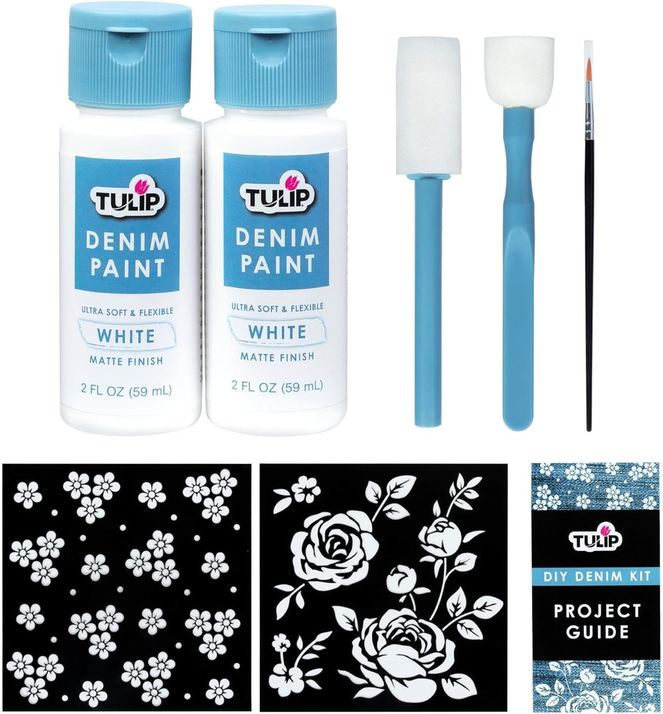 Denim Paint Stencil Kit, Permanent Paints, Beginner Friendly Craft Kit, Includes
