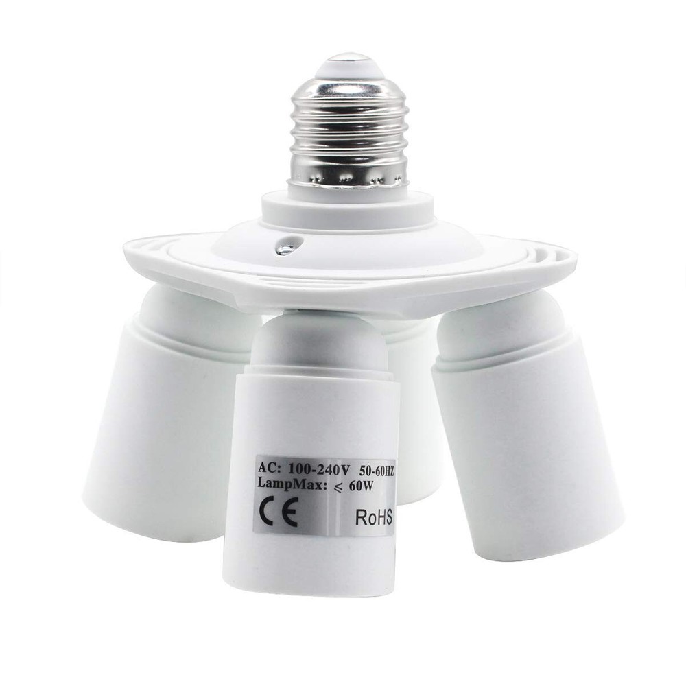 4 in 1 E26/E27 Light Socket Splitter for Photo Studio, Work Shop, Garage