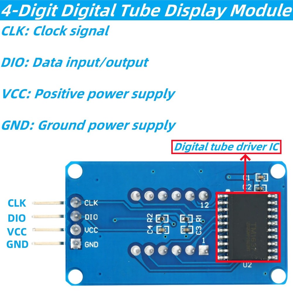 10Pcs 4 Digit 7 Segment Digital Tube LED Display LED Brightness Adjustable Co...
