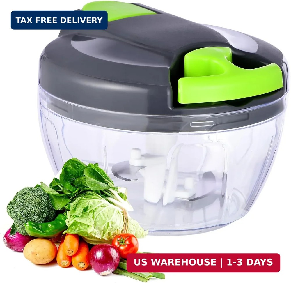 Manual Food Processor Vegetable Chopper, Portable Hand Pull String Garlic Mincer