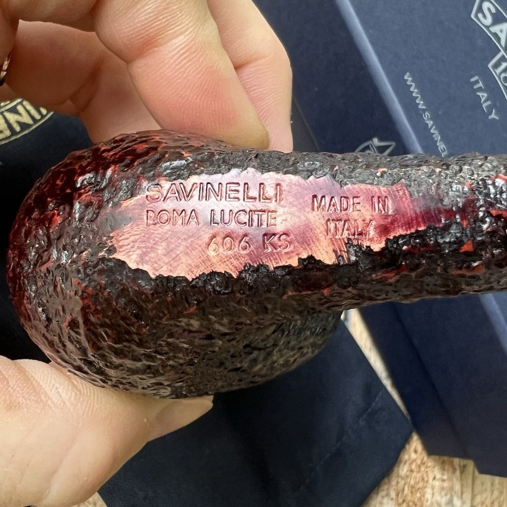 Savinelli Roma Lucite Rusticated Bent Billiard (606 KS) 6mm Filter Pipe
