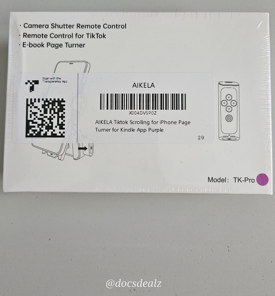 Bluetooth Page Turner Camera Remote Purple