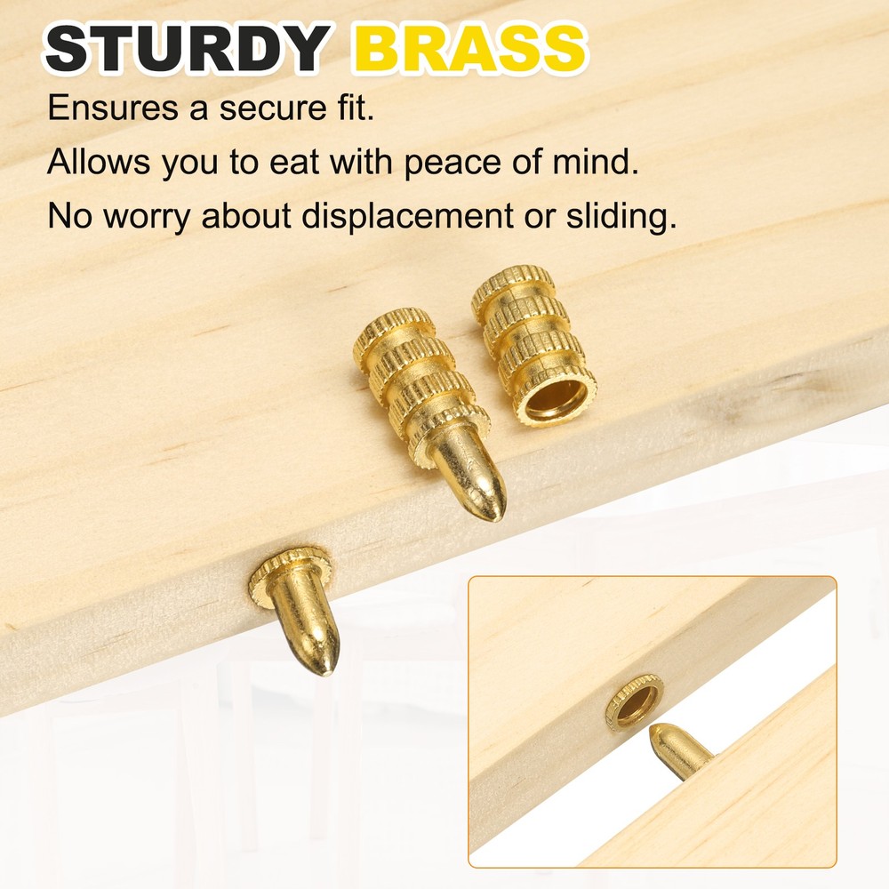 10pcs Brass Table Leaf Dowel Pin Table Bolt Sleeve Top Leaf Alignment Hardware