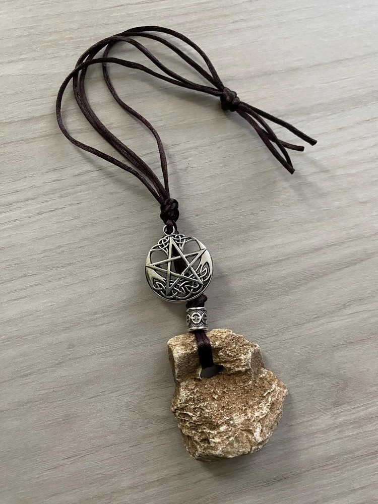 Hag Stone Pentacle Wall Hanging, Protection Amulet