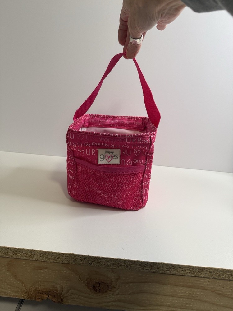 Thirty-One Insulated Lunch Bag Pink Heart Print Handle Rectangular Polyester.