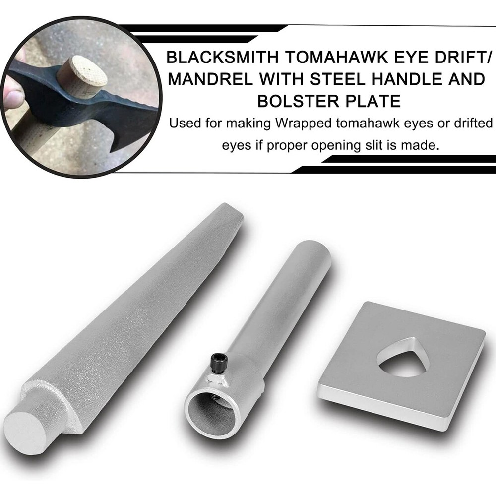 Tomahawk Eye Drift/Mandrel Blacksmith Tool Includes Drift Holder and Plate