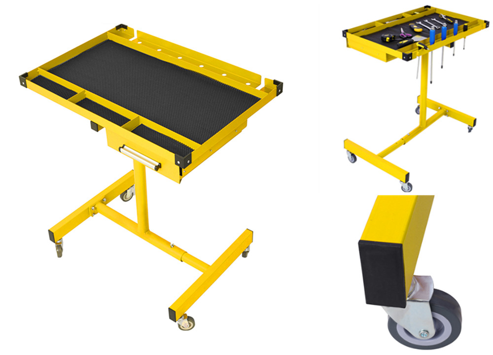 Adjustable Work Table w/ Drawer Rolling Tool Tray 220LBS Capacity Tool Storage
