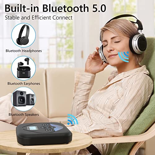 CD Player Portable,Bluetooth CD Player with Speakers,Rechargeable Player for