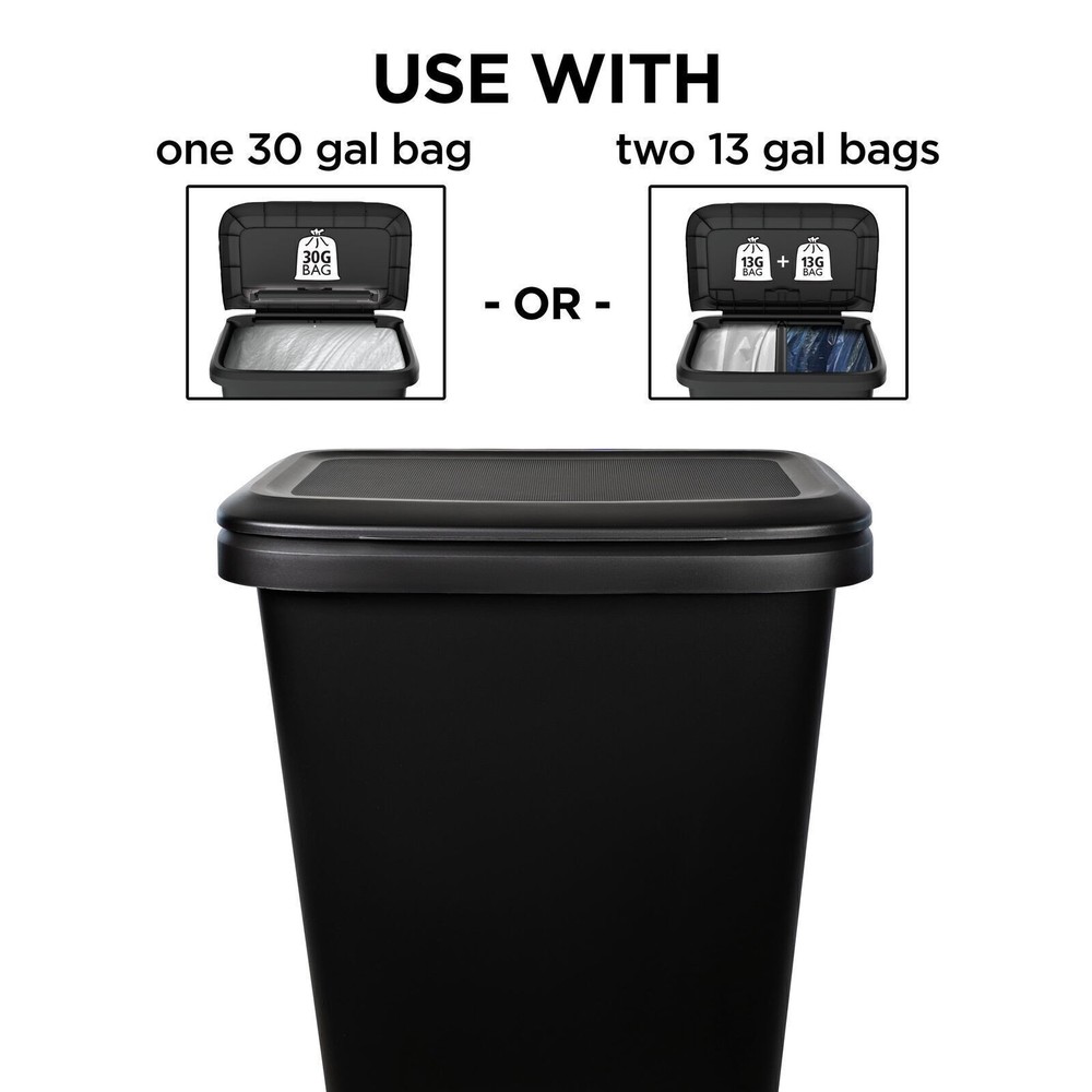 20.4 Gallon Trash Can Plastic Dual Function Divided Kitchen Trash Can Black US