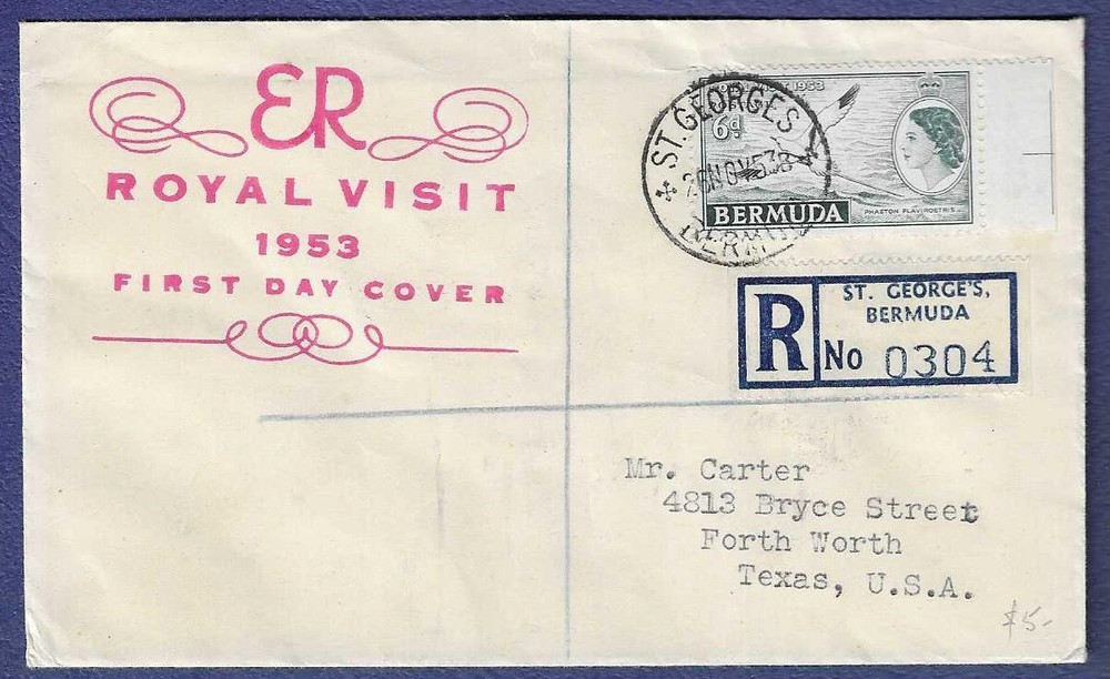 1953 Bermuda registered FDC "Royal Visit" issue