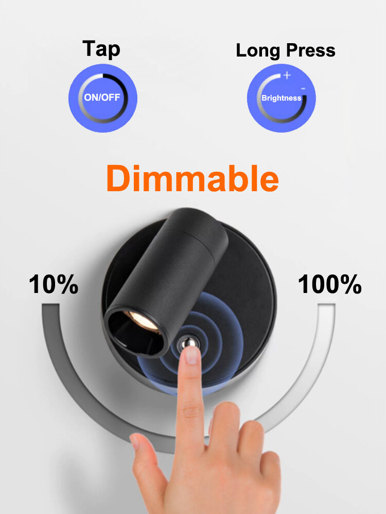 Dimmable LED USB Rechargeable Wall Light Cordless Bedside Lamp Picture Spotlight