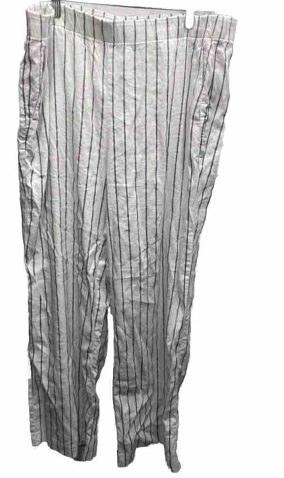 Lands End Linen Striped Pants Wide Leg Size 16