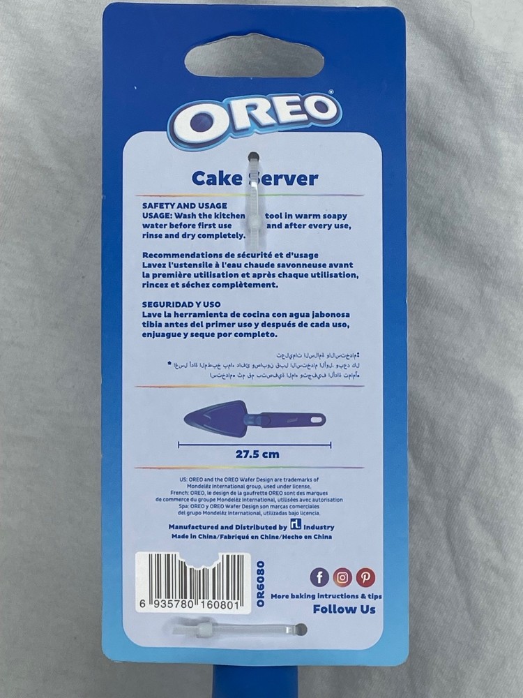 OREO Cake Server, Blue Plastic, Slide-to-Serve - 27.5cm length