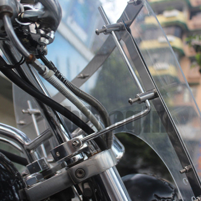 23"x21"Large Clear Motorcycle Windshield Windscreen Universal 7/8''1'' Handlebar