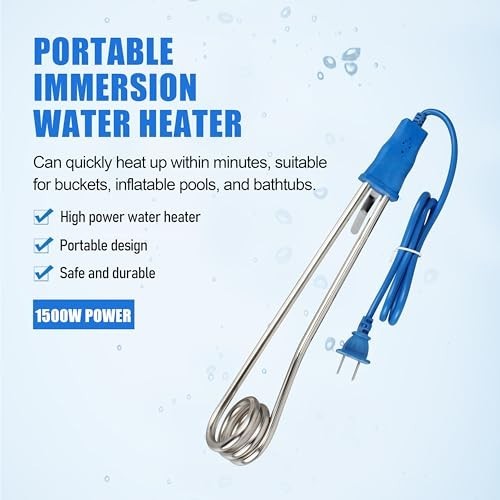 Portable Electric Immersion Water Heater 1500W/1000W Submersible 110V