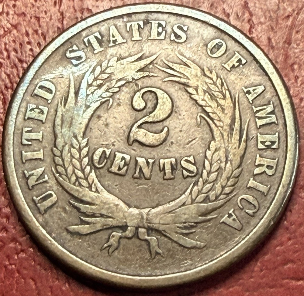 1864 Two Cent Piece. Better Grade. Free Shipping