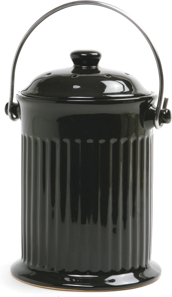 1 Gallon Ceramic Compost Keeper Red