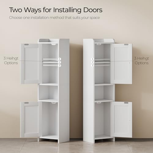 Freestanding Bathroom Cabinet with 2 Doors, Adjustable Shelf, Small Storage Unit