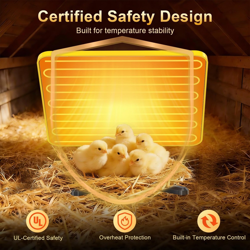 Brooder Plate for Chicks, 50â€“158â„‰ Chick Heat with Smart yellow