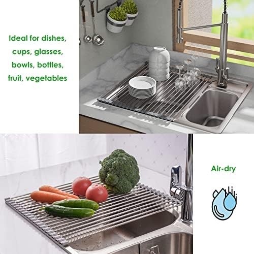 Roll Up Stainless Steel Dish Drying Rack