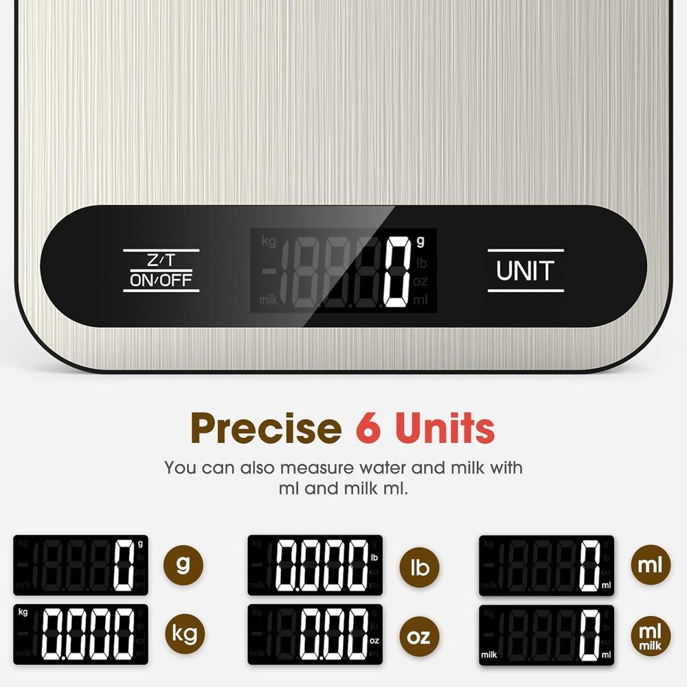 Food Scale 22lb Digital Kitchen Scale W/ 6 Units Tare Function & LCD Display