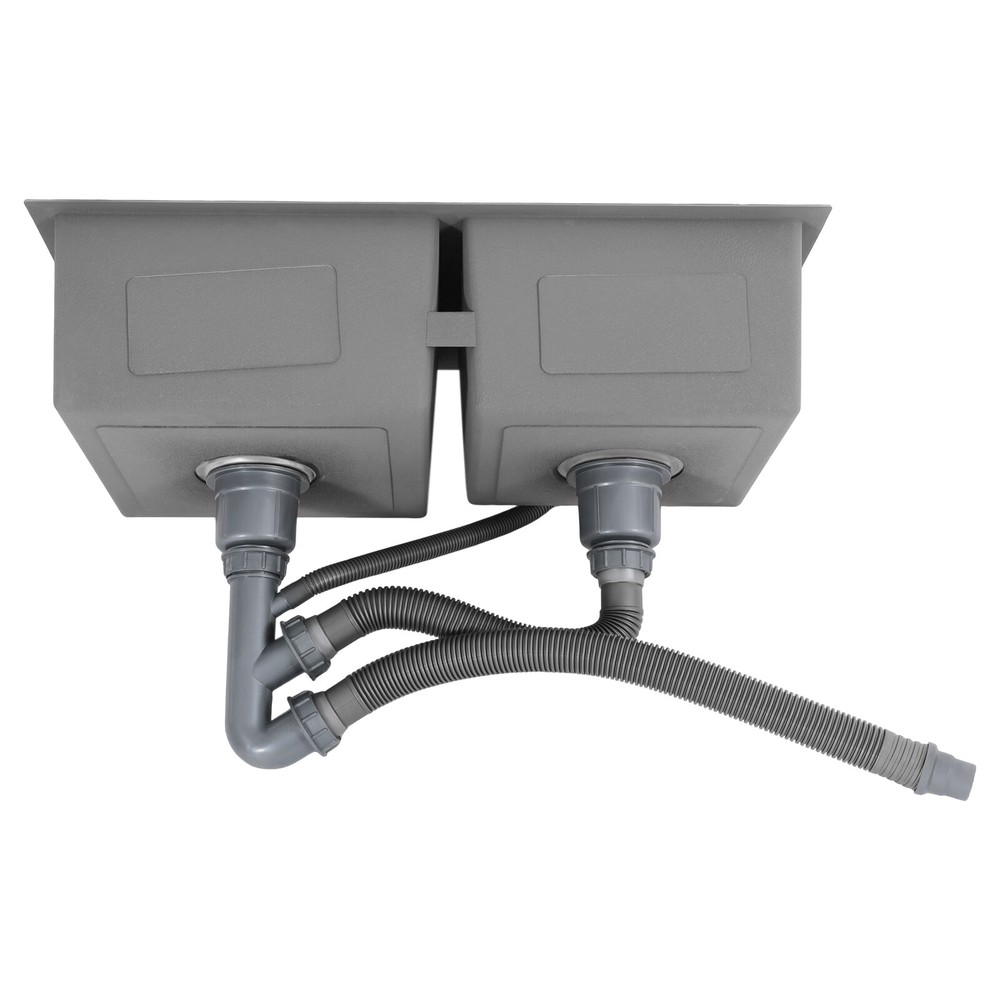 Double Bowl Composite Drop-in Kitchen Sink 2 Bowl Set Stainless Steel