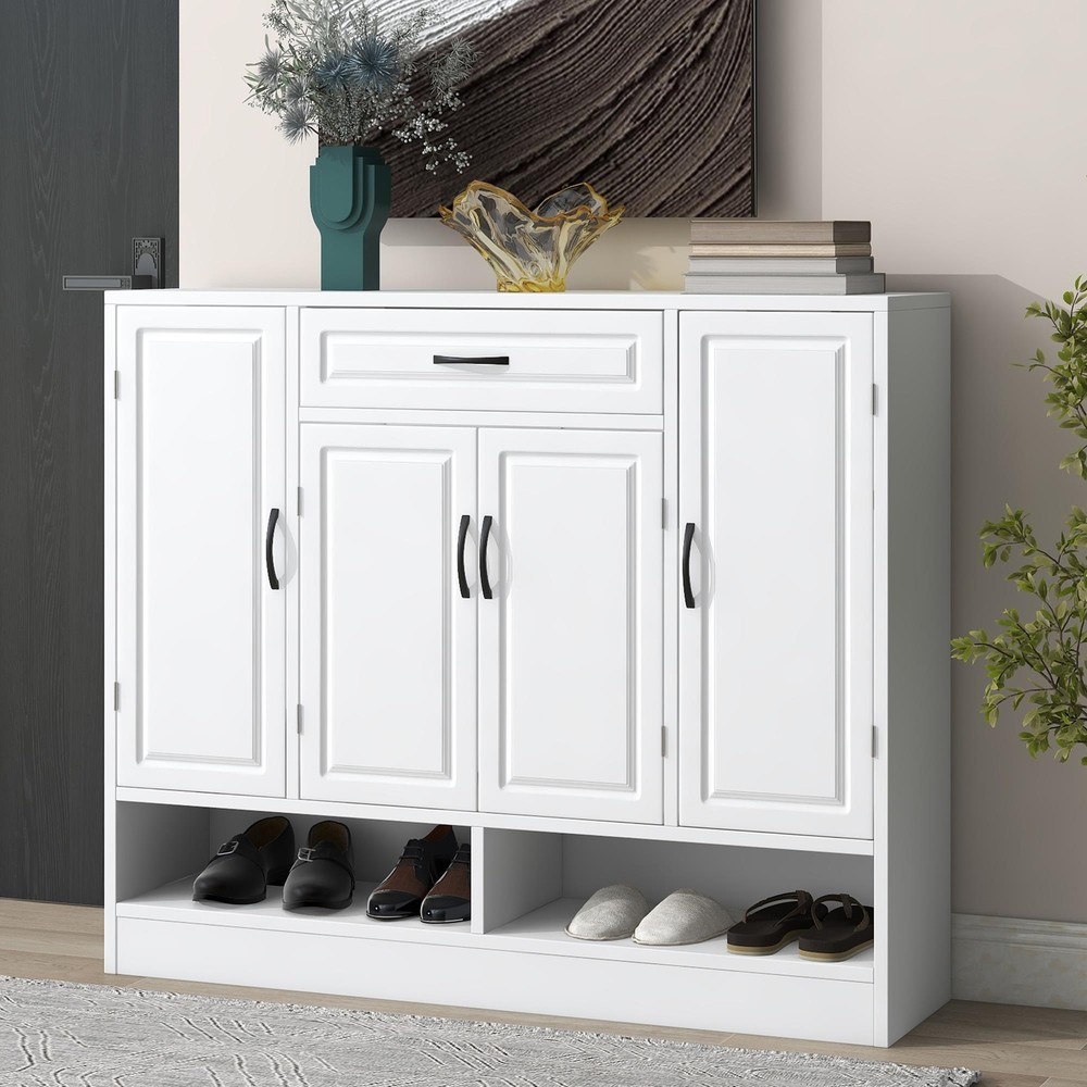 Durable Material Sleek and Modern Shoe Cabinet w/Space-saving Design Side Board
