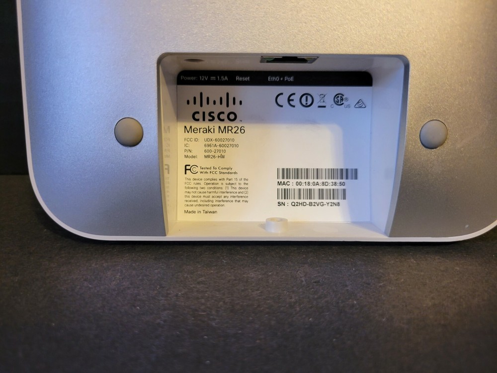 Cisco Meraki MR26 Unclaimed Cloud Managed Wireless Access Point