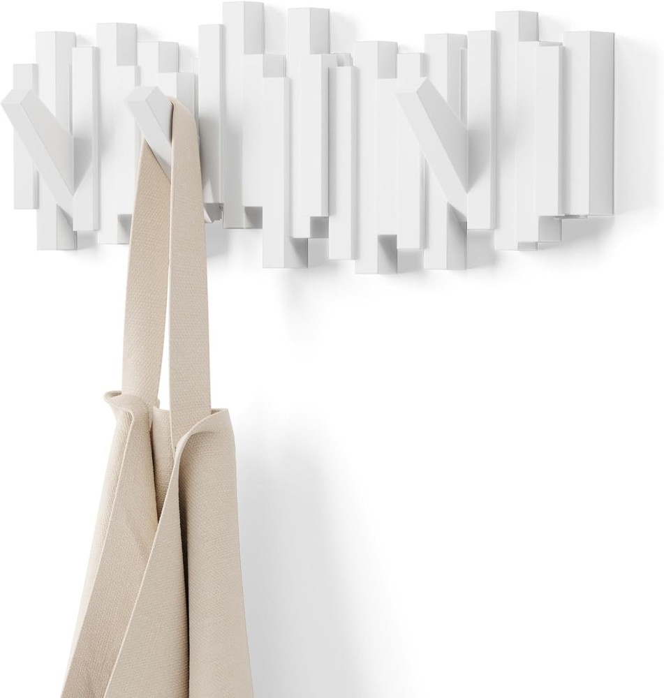 Sticks Wall-Mounted Coat Rack Rail Hook W/ 8 Retractable Pegs – Modern