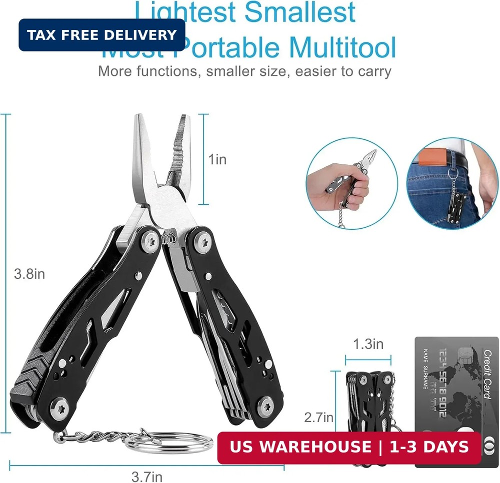 2PCS Bovgero Mini Multitool Pliers 15 in 1, Handmade Multi Tool Plier, Premium