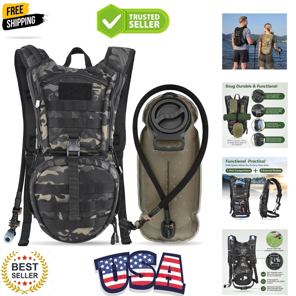 Tactical Molle Hydration Pack Backpack with 3L TPU Water Bladder, Military Da...