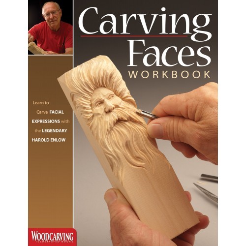 Enlow Carving Faces Workbook & 4pc Woodcarving Tool Set Customized for Ramelson