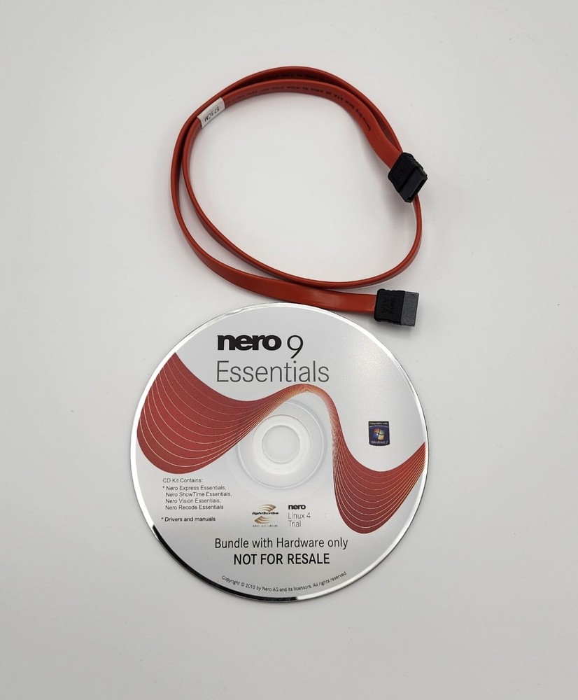 NERO MULTIMEDIA SUITE 9 ESSENTIALS INSTALLATION DISC and SATA data cable bundle