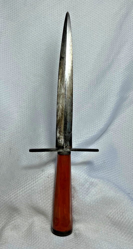 WW1 WW2 Dagger Butterscotch Swirl Bakelite Handle Dbl Edge Single Blade Knife