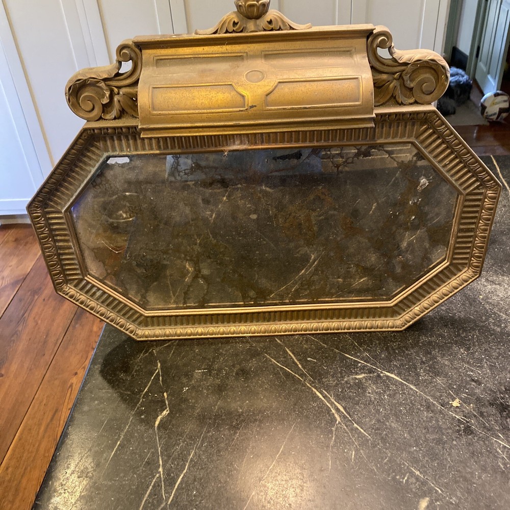 Vintage Original Heavy Brass Mirror With Light