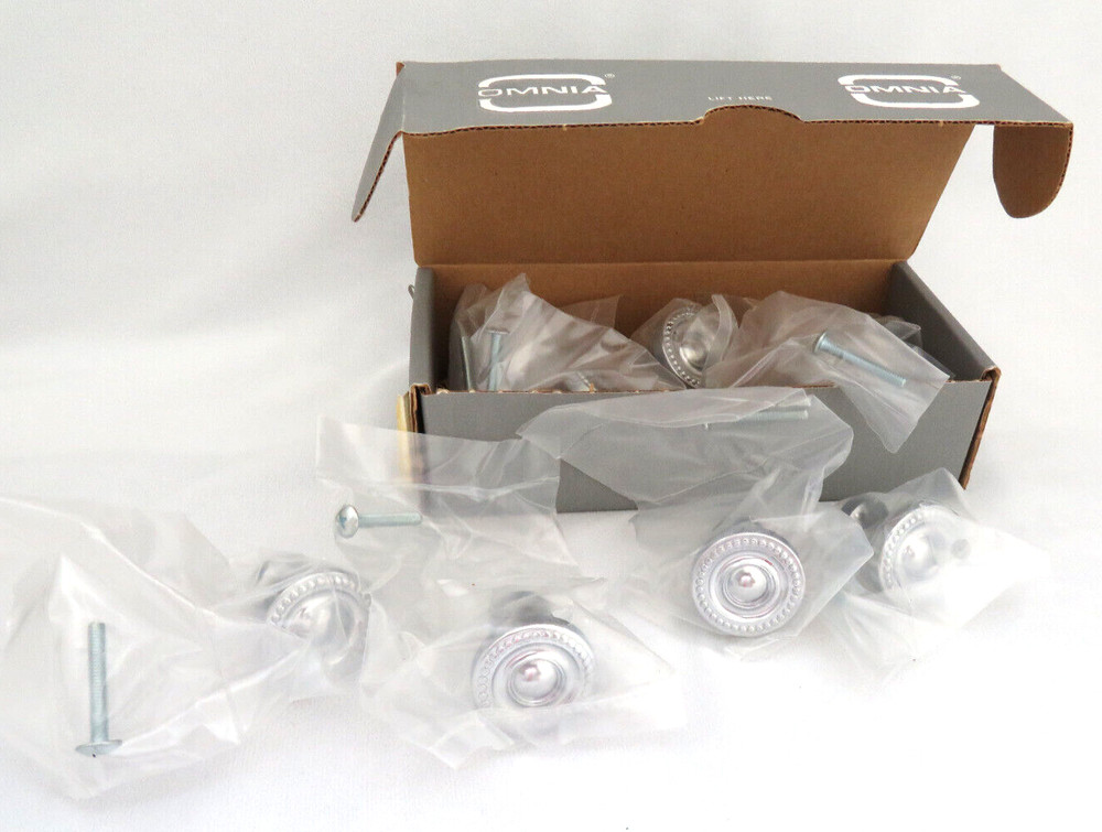Omnia Cabinet Drawer Pull Knobs ~ Polished Chrome ~ 9 Piece ~ New in Pkg.