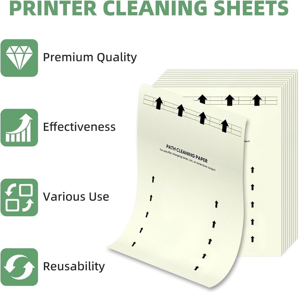 High-Quality 10 PCS Roller Cleaning Sheets for Printers - Dust & Debris Removal