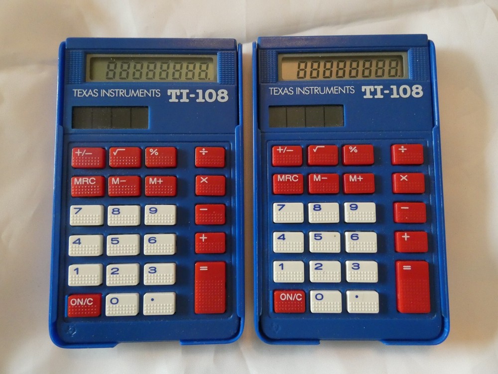 PAIR TI-108 SOLAR CALCULATORS