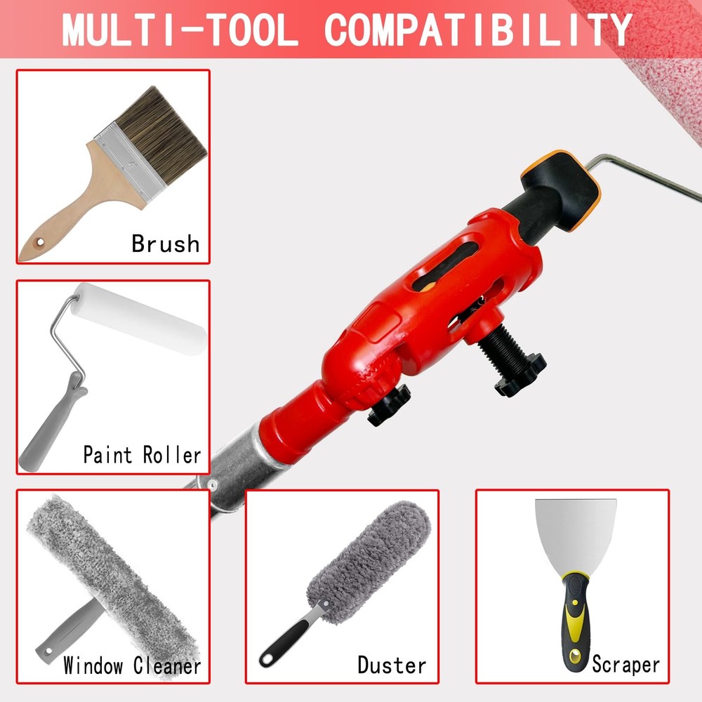 Multi-Angle Paint Brush Extender for High Ceiling,Extension Pole Red