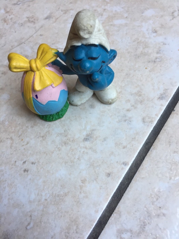Smurf With Rubber Easter Egg 80s Maybe